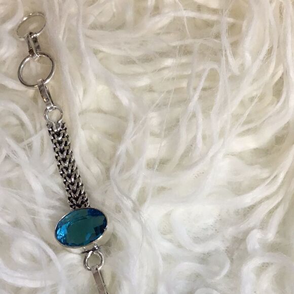 BLUE SOLAR AGATE BRACELET IN 925 STERLING 7 to 8” - Picture 7 of 11